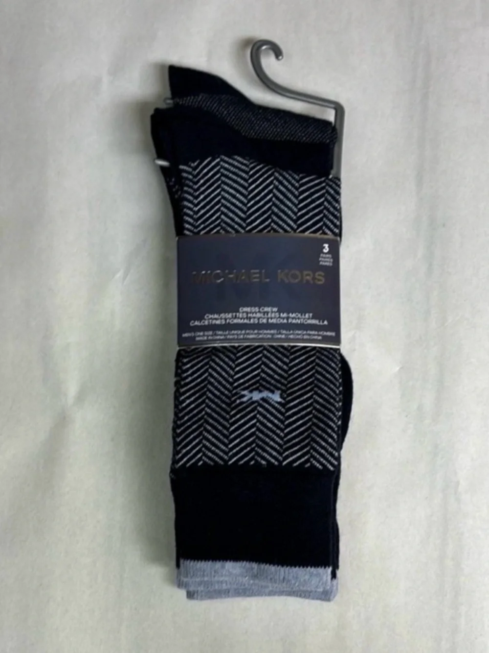 New Michael Kors Socks Men’s 3 Pair Black & Blue Dress Crew Sock Business Casual